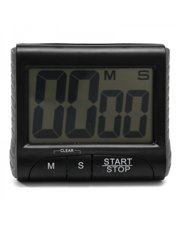 LCD Digital Kitchen Timer Count Down Up Clock Loud Alarm-Black